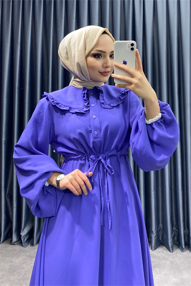 Bebe Yaka Elbise Mor