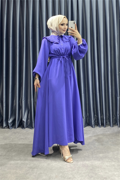 Bebe Yaka Elbise Mor