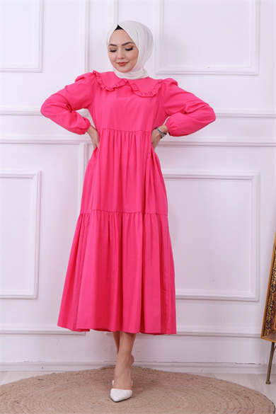 Bebe Yaka Elbise Pembe