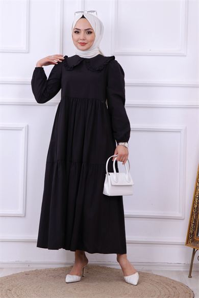 Bebe Yaka Elbise Siyah