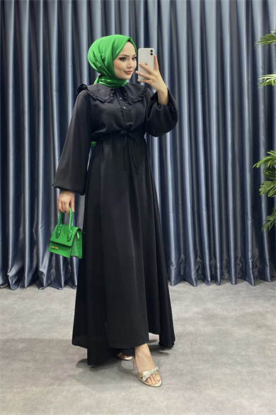 Bebe Yaka Elbise Siyah