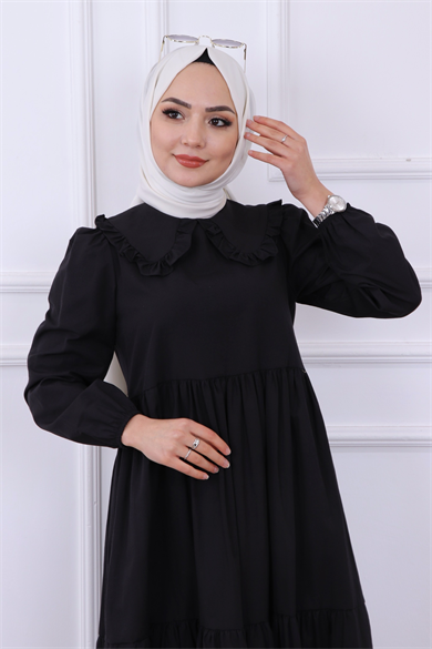 Bebe Yaka Elbise Siyah