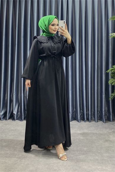 Bebe Yaka Elbise Siyah