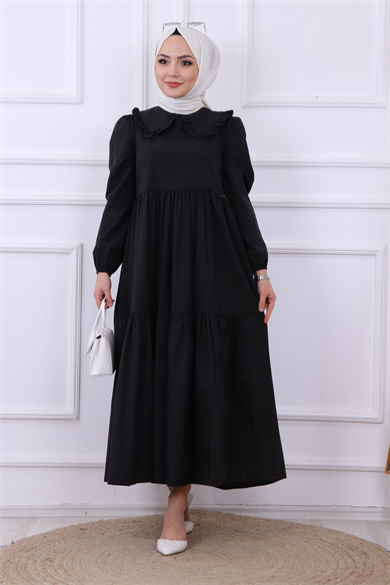 Bebe Yaka Elbise Siyah