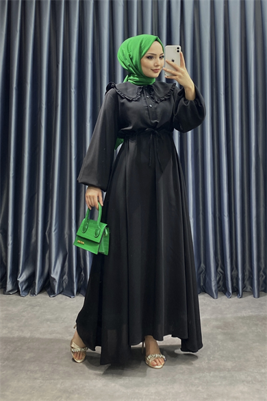 Bebe Yaka Elbise Siyah