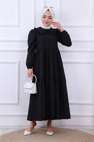 Bebe Yaka Elbise Siyah