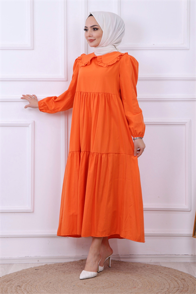 Bebe Yaka Elbise Turuncu