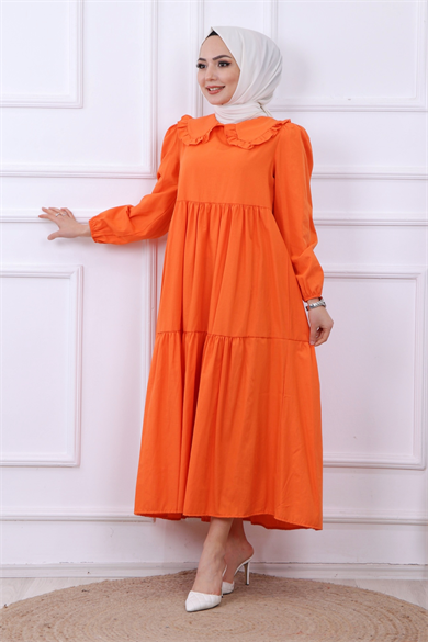 Bebe Yaka Elbise Turuncu