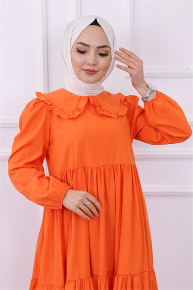 Bebe Yaka Elbise Turuncu