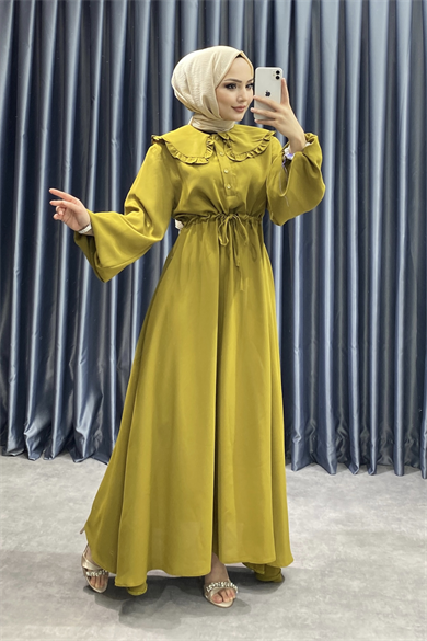 Bebe Yaka Elbise Yağ Yeşili