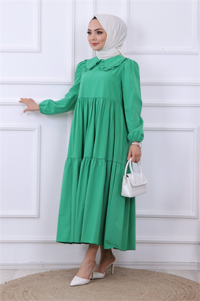 Bebe Yaka Elbise Yeşil