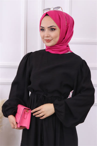 Belden Bağcıklı Keten Elbise Siyah