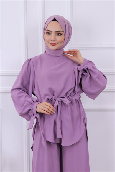 Belden Bağcıklı Kolları Bağlamalı Takım Lila
