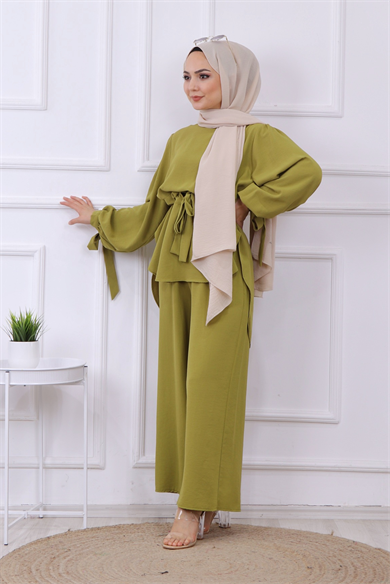 Belden Bağcıklı Kolları Bağlamalı Takım Yağ Yeşili