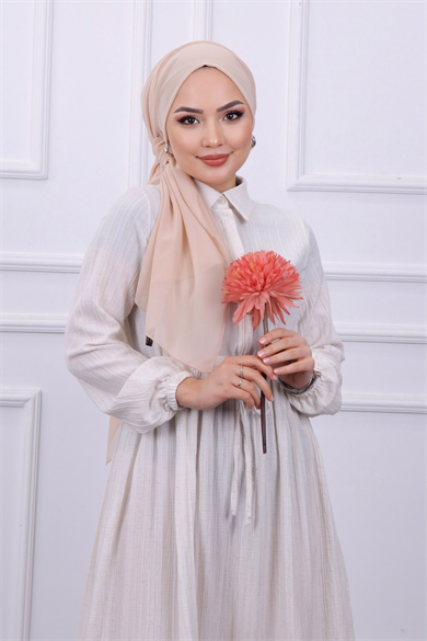 Beli Bağcıklı Elbise Krem