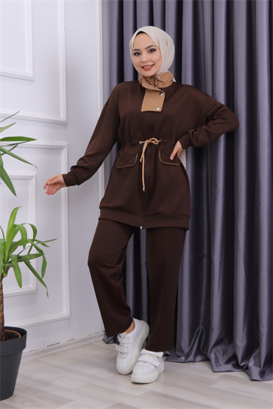 Beli Bağcıklı Takım Kahve