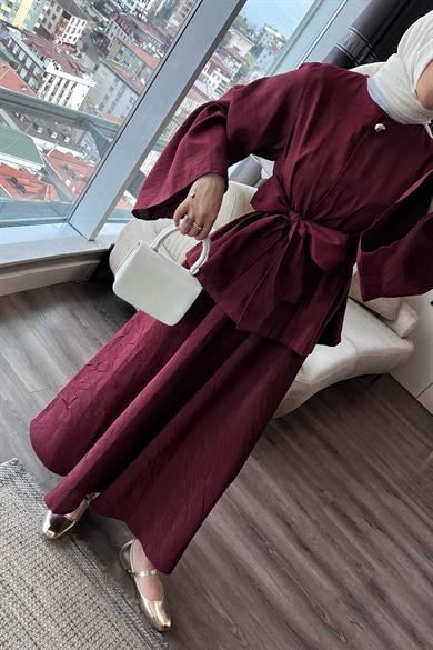 Bluzu Bağlamalı İkili Takım Bordo