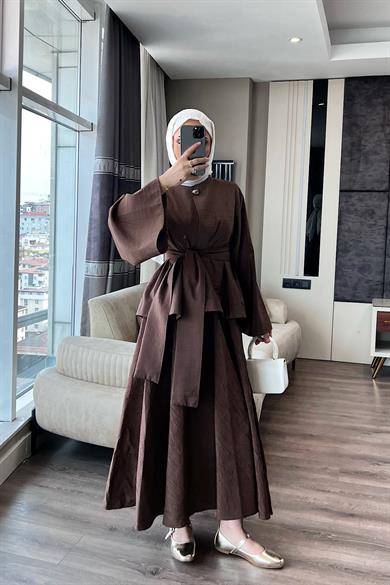 Bluzu Bağlamalı İkili Takım Kahve