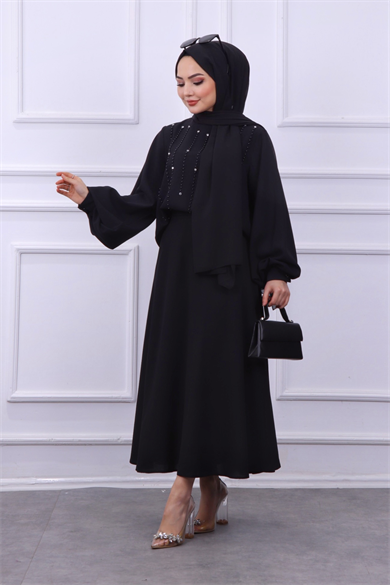 Bluzu Taşlı Takım Siyah