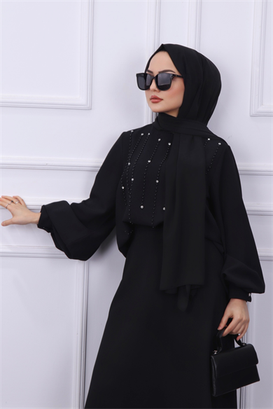 Bluzu Taşlı Takım Siyah