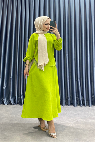 Bluzu Zincir Detaylı Takım Yeşil
