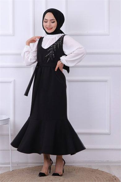 Boncuk İşlemeli Jile Siyah