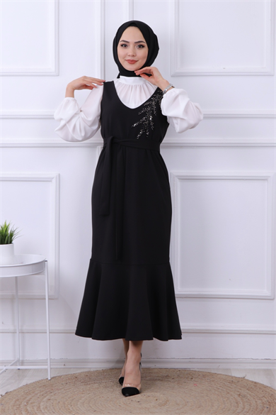 Boncuk İşlemeli Jile Siyah