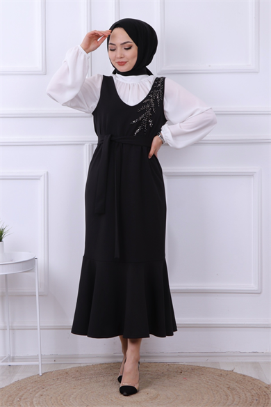 Boncuk İşlemeli Jile Siyah