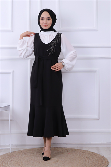 Boncuk İşlemeli Jile Siyah