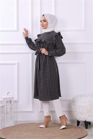 Brc Ponpon Detaylı Tunik Siyah
