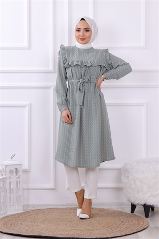 Brc Ponpon Detaylı Tunik Yeşil