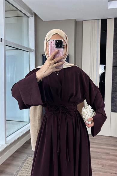 Beli İpli Elbise Bordo
