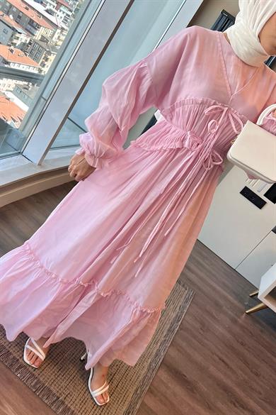 Vual Elbise Pembe