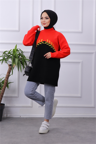 Çalıkuşu Tunik Kırmızı-Siyah