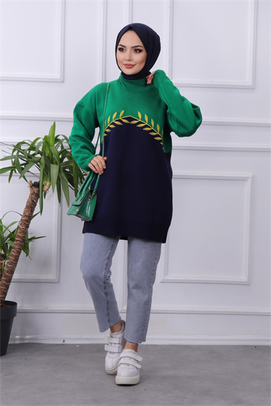Çalıkuşu Tunik Yeşil-Lacivert