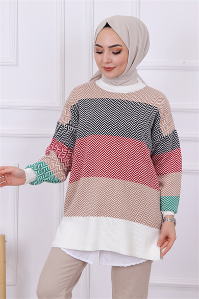 Çavuş Desen Triko Tunik