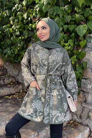 Desenli Kimono Yeşil