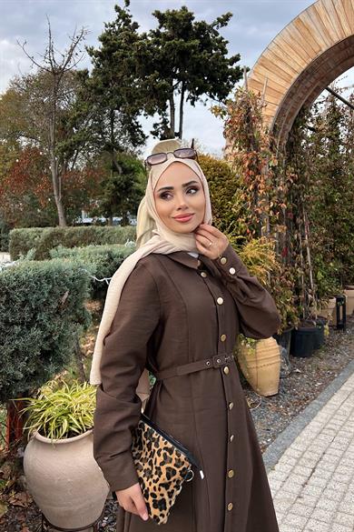 Kemerli Elbise Kahverengi