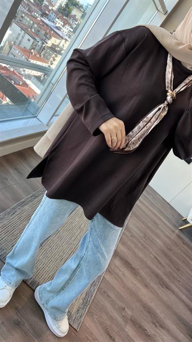 Fularlı Modal Sweat Kahverengi