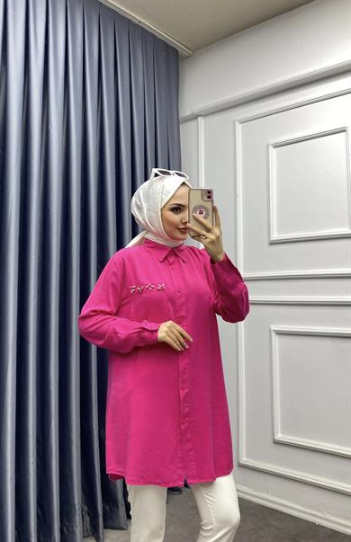 Cebi Taş Detaylı Tensel Tunik Fuşya