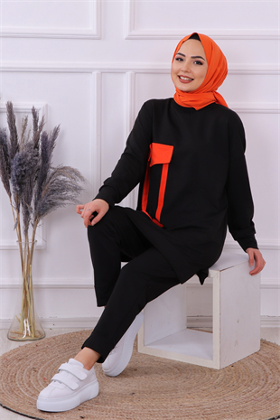 Cep Detaylı Sweat Siyah
