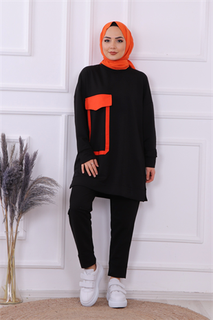 Cep Detaylı Sweat Siyah