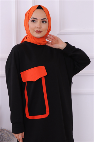 Cep Detaylı Sweat Siyah