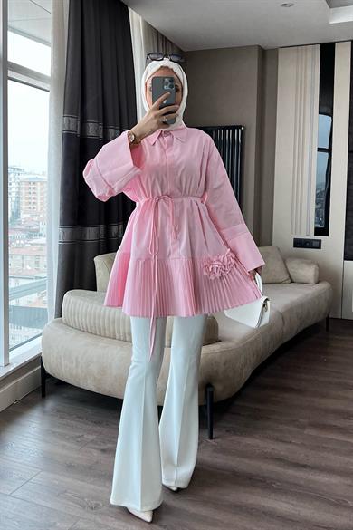 Çiçek Detaylı Gömlek Pembe