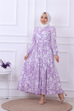Çiçekli Elbise Lila