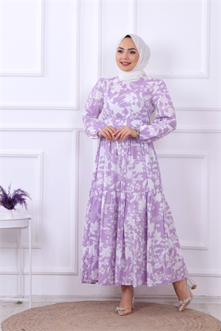 Çiçekli Elbise Lila
