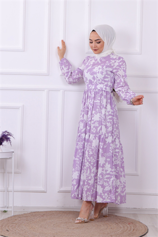 Çiçekli Elbise Lila