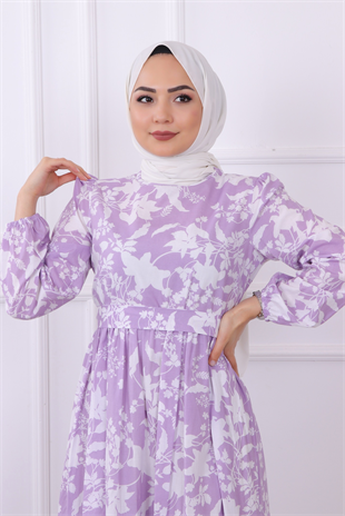 Çiçekli Elbise Lila