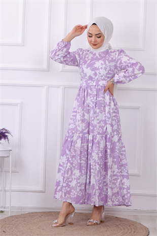 Çiçekli Elbise Lila