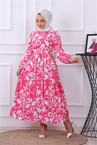 Çiçekli Elbise Pembe